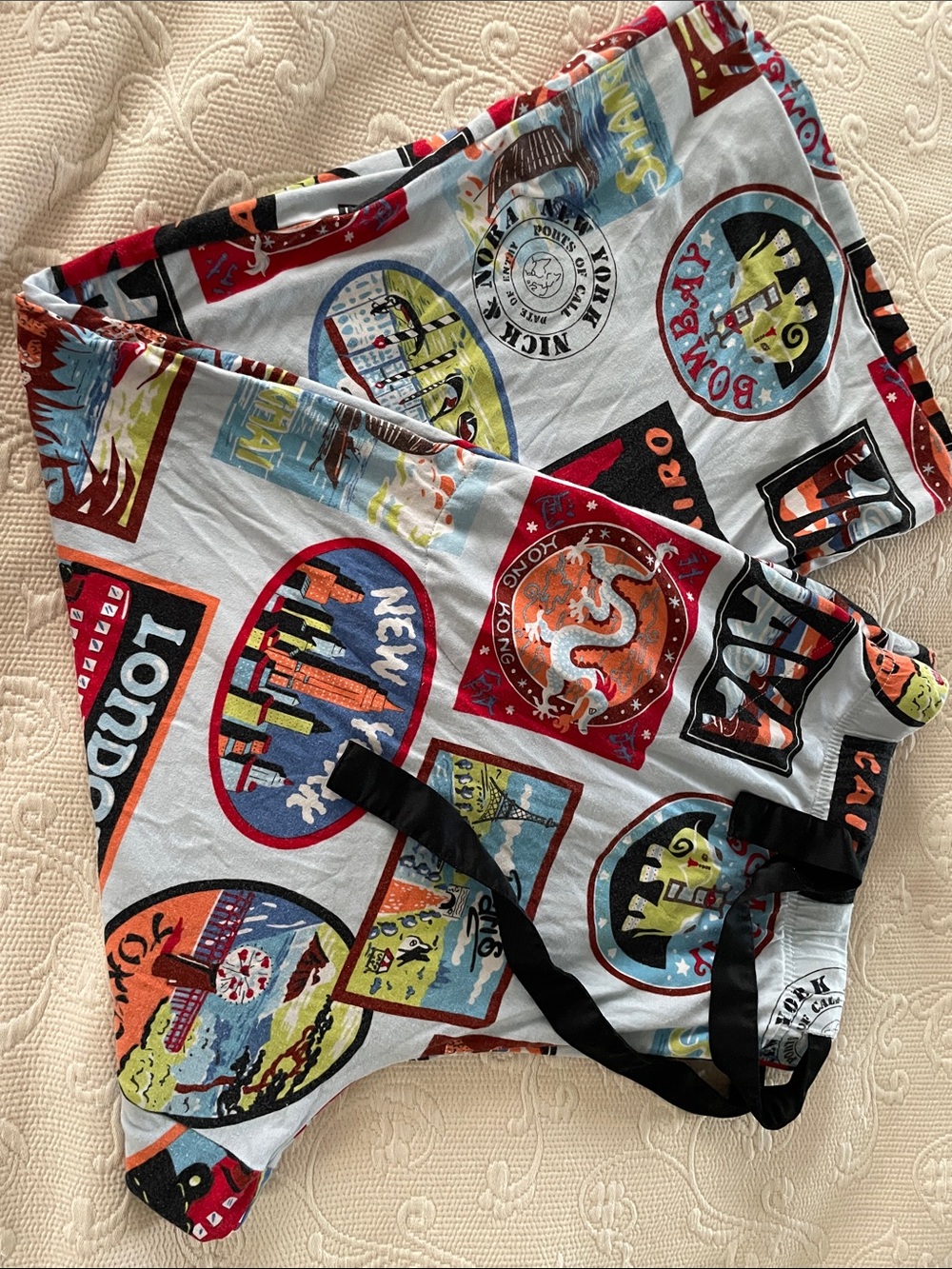 Travel Stamp Graphic Lounge Panta - Multicolor